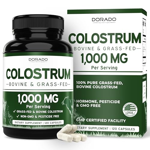 Colostrum Supplement (120 Count) 1000mg Per Serving (Bovine Colostrum Capsules from First Milking Only, Std. to Contain 20% IgG Immunoglobulins) - Grass Fed, No Fillers, Third Party Tested - USA Made