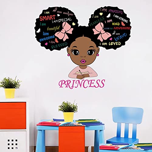 Black Girl Magic Inspirational Wall Decals Quote I'm Kind Princess Wall Sticker Pink Motivational Saying Positive Words Wall Stickers For Nursery Playroom Bedroom Living Room Wall Decor #TOP1