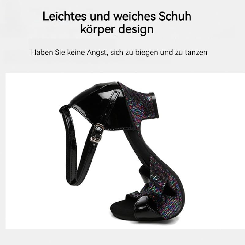 Latein Tanzschuhe Für Damen Professionelle Tanzschuhe Ballsaal Party Salsa Tanzübung Performance Schuhe Modisches Design Und Knöchelriemen Glitzer Sandalen 33-42EU