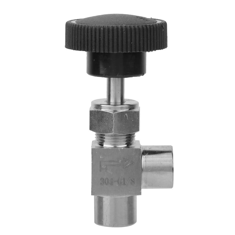 Natudeco Needle Valve Stainless Steel Stop Valve Angle Type BSPP Female Thread Needle Valve High Pressure Needle Valve for Water Gas Oil (1/4 inner wire)