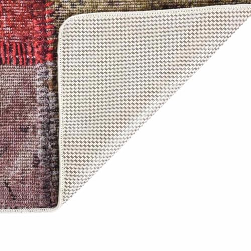 Tapis patchwork lavable 80x150 multicolore en velours antidérapant