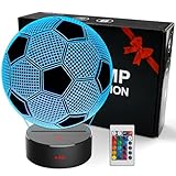 Soccer 3D LED Night Light for Kid Girl,3D Optical Illusion Lamp Nightlight for Bedroom Lamps with Remote Control 16 Color Touch Operated USB Battery Power Holiday Home Decor Xmas Birthday Gifts