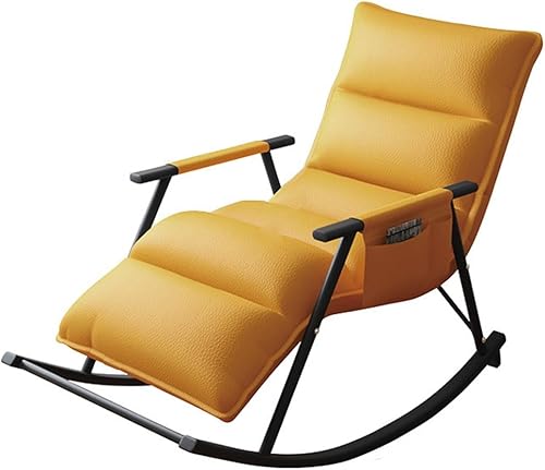 YCKEGEW Sofá de ocio mecedora mecedora con respaldo alto, sillas reclinables de cuero, sillón de mediados de siglo para sala de estar, bolsillo