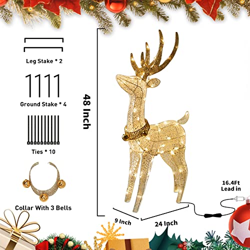 Peiduo Garden Decor Lighted Reindeer With 70 Warm White Light, Patio Decor Light Up Deer Decorations For Home Lawn Yard Garden Indoor Outdoor Decor Adapter Plug In #TOP4