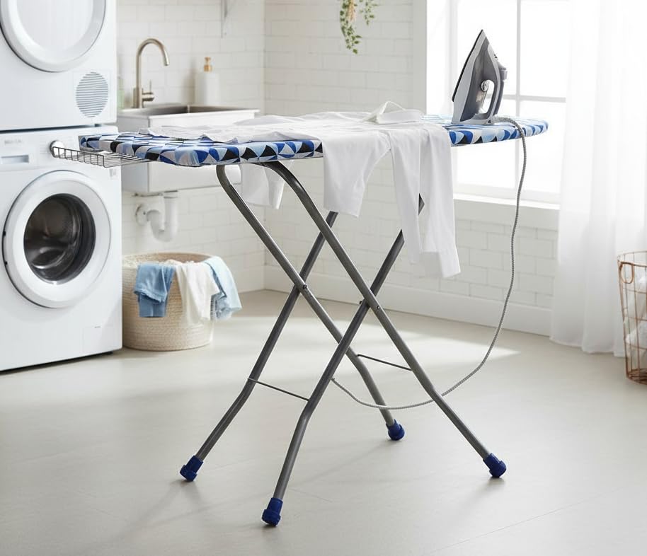 FLIPZON Wooden Self Standing 18" Unique Folding Premium Ironing Board/Table with Iron Holder, Foldable & Adjustable (122 x 47cm) - (Make in India) (Blue)-image-12