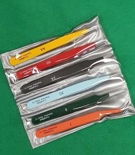 NEW SET OF 6 EACH Stainless Steel watchmaker Repair Anti-static Jewelry Tweezers Pick-UP Tools Set