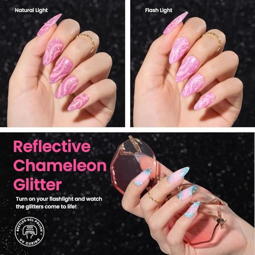 Image of Beetles Chameleon Gel Nail Polish Set- 6 Colors Gel Polish Crushed Diamond