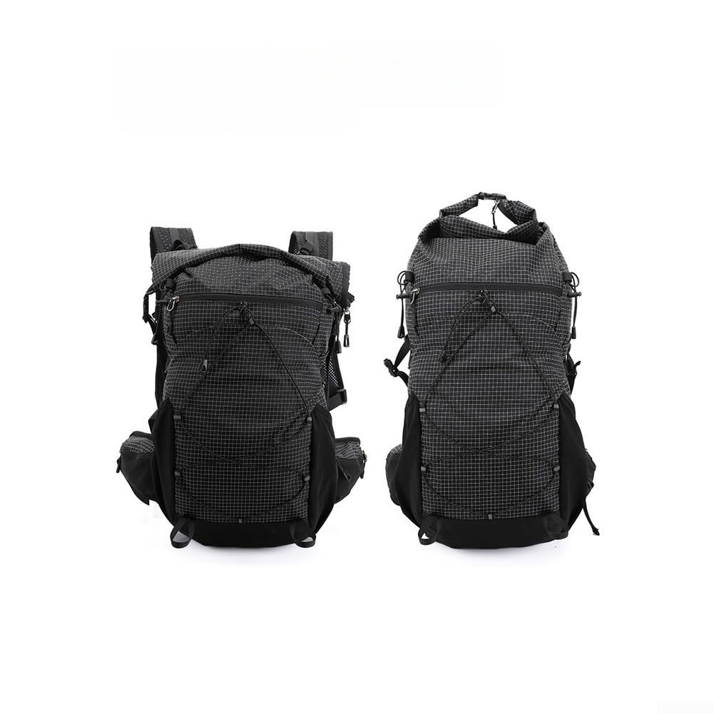 Zaino da trekking impermeabile da 25 l, leggero, con sistema posteriore traspirante, strisce riflettenti (nero)