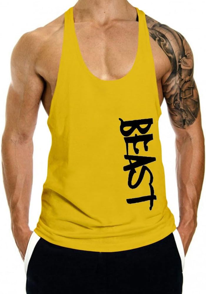 Men's Tank Tops Sleeveless Shirts Y-Back Gym Workout Stringer Tank Tops Bodybuilding Fitness T-Shirts