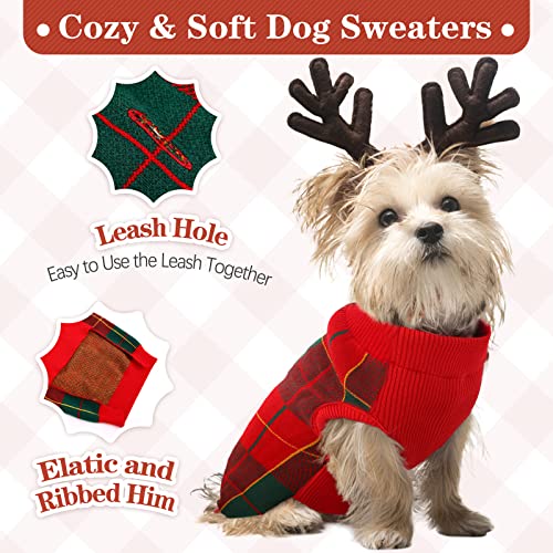 Kuoser-Dog-Sweater-Pullover-Knitwear-Dog-Christmas-Sweaters-Classic-Plaid-Cable-Knitted-Wear-Dog-Turtleneck-Puppy-Cold-Weather-Clothes-for-Small-Medium-Dogs Kuoser Dog Sweater Pullover Knitwear Dog Christmas Sweaters Classic Plaid Cable Knitted Wear Dog Turtleneck Puppy Cold Weather Clothes for Small Medium Dogs