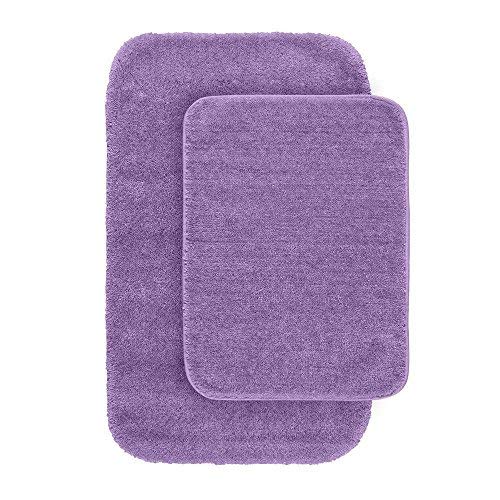 Garland Rug 2-Piece Traditional Nylon Washable Bathroom Rug Set Purple