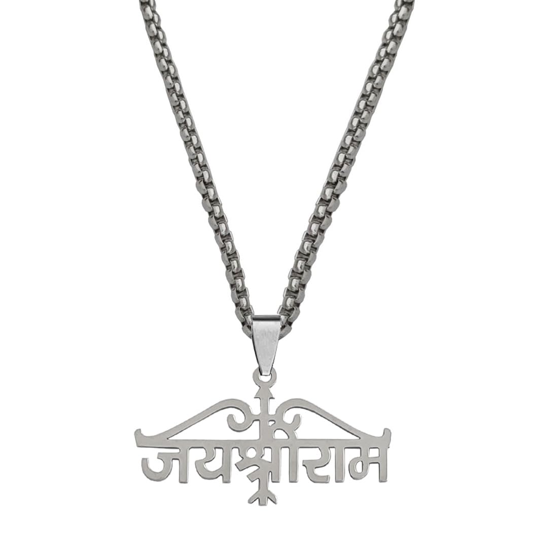 M Men Style Religious Jay Shree Ram Locket Bikers Jewelry Box Chain Silver Stainless Steel Pendant Necklace For Men And Women LCPna306 (B0C7BVBRZW) Amazon Price History, Amazon Price Tracker