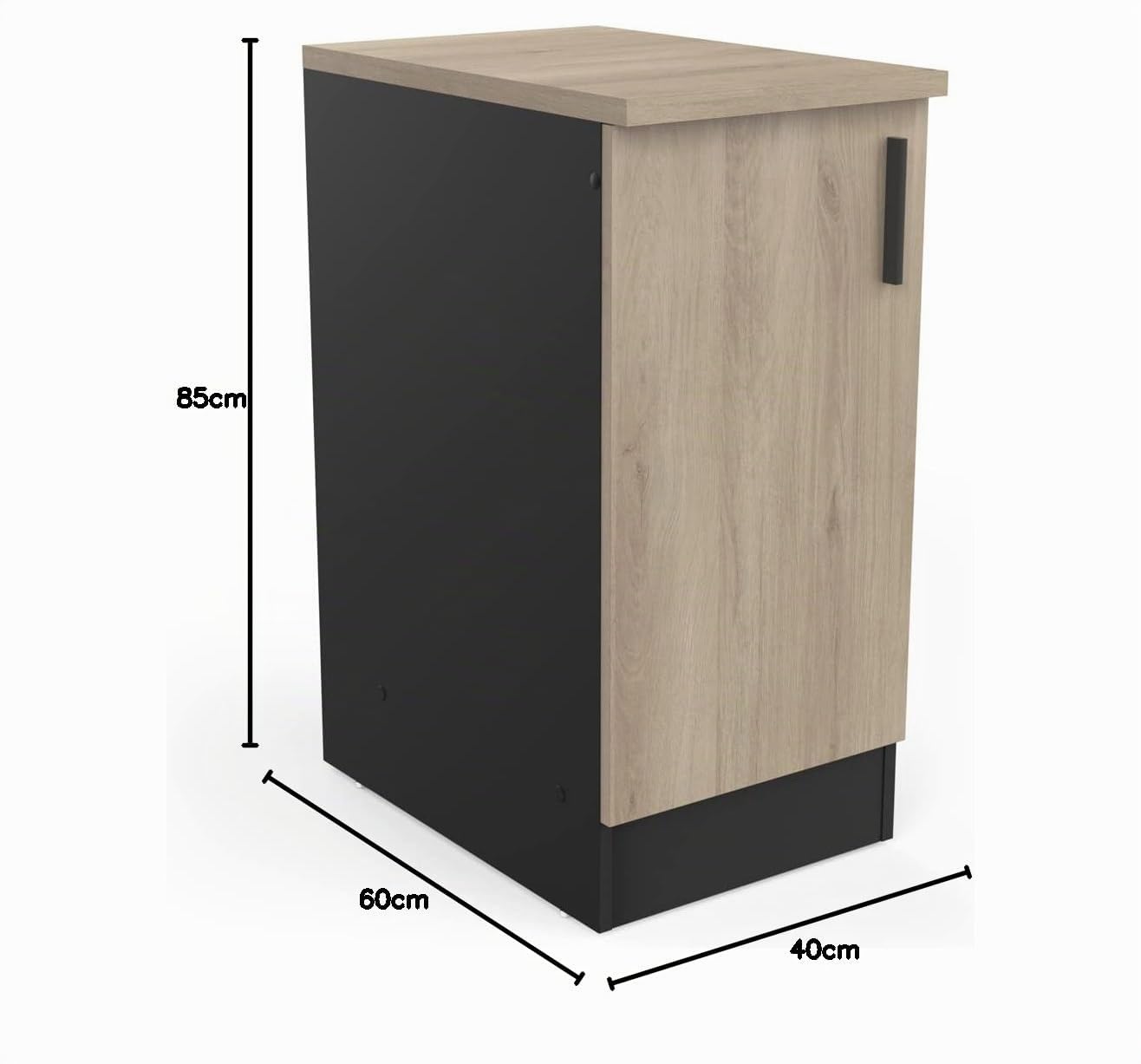Meuble Bas Cuisine 1 Porte - Origan - Fabriqué en France - Garantie 2 Ans – 60 x 40 x 85 cm