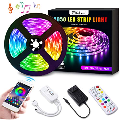LED Strip Lights, Elfeland 16.4ft LED Light Strip SMD5050 RGB Tape Lights Color