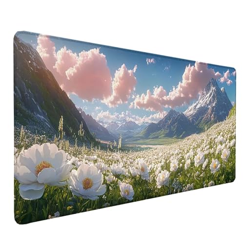 Tapis de souris XXL antidérapant paysage pour gamer et PC portable