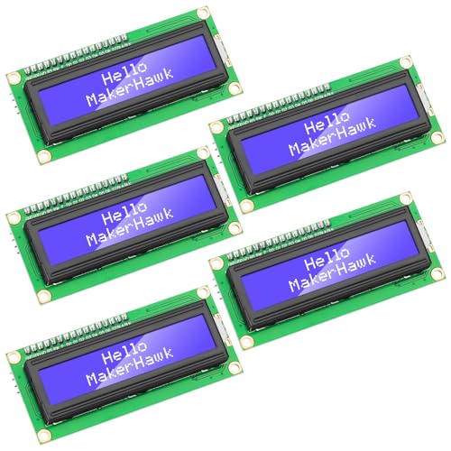 Makerhawk 5 Pcs Lcd Display Module 1602 16X2 Character I2C Display Blue Backlight Lcd Screen For Arduino Raspberry Pi cover