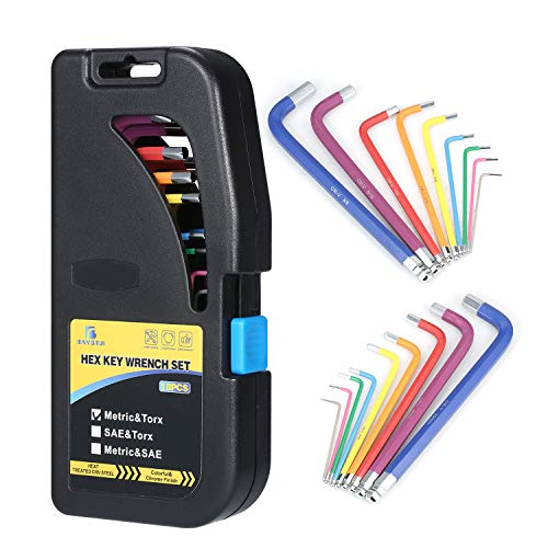 KKcare 18 peças conjunto de chave hexagonal de ponta de bola multicolorida de braço longo métrica e