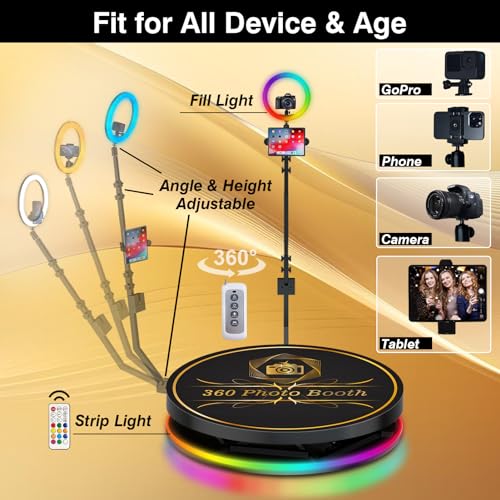 360 Photo Booth Machine, Free Customize Logo, Automatic Slow Motion Rotating 360 Video Camera Booth Selfie Platform, 360 Photo Booth for Party Event Halloween (31.6'') - Image 3