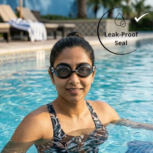 Image of BURNLAB Swimming Goggles with Power Lens for Clear Underwater Vision, Adjustable Fit, Unisex (Black PW 2.0)