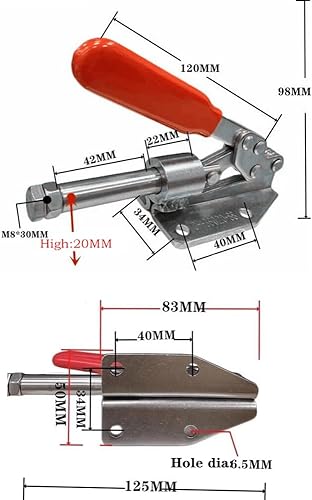 Miniatura 2 de Abrazadera de palanca de empuje y tracción KangTeer Capacidad 396.8 lbs400Lbs 1.181 in Carrera de émbolo Push Pull Tipo Barra de abrazadera Máquina