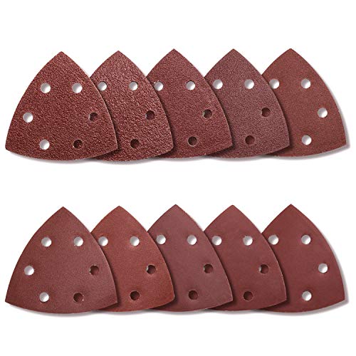 100 hojas de lija triangulares para lijadora, almohadillas de gancho y bucle, varios 40/60/80/100/120/180/240/320/400/800 granos para lijado pulido