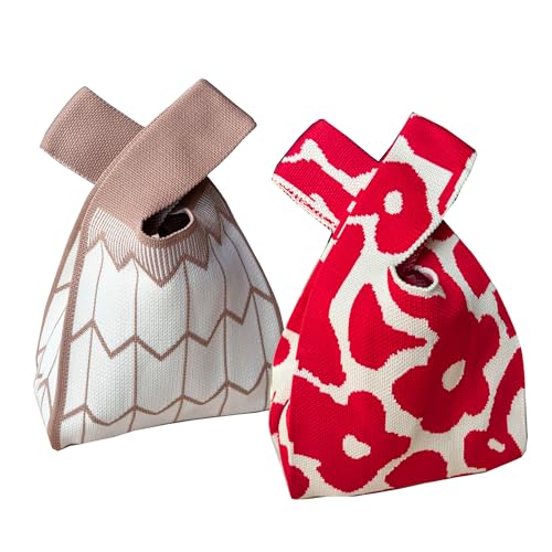 Image of Knot Bag, Mini Knit Tote Bag, Extra Thickened Japanese Knot Bag, Wristlet Handbag - 1 /2 /6 Pack