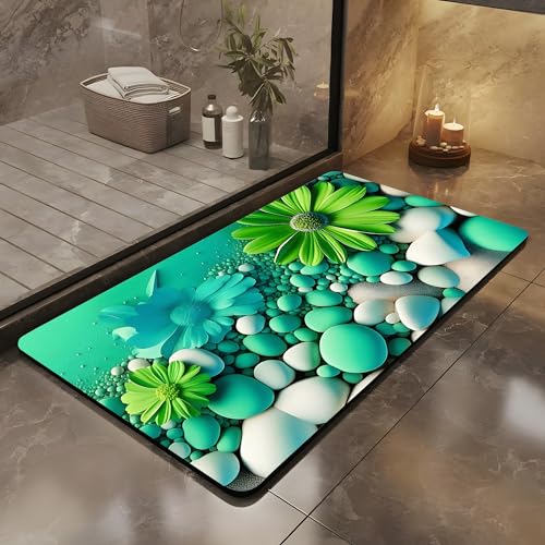 Olnamaro Tappeto Bagno Antiscivolo,Tappeti Bagno&Door Mat&Motivo in Pietra 3D,Tappeto Bagno Assorbente 80x50cm,Asciugare Rapidamente all'Aria e Decorare l'atmosfera (60x40CM, Spiaggia da Sogno)