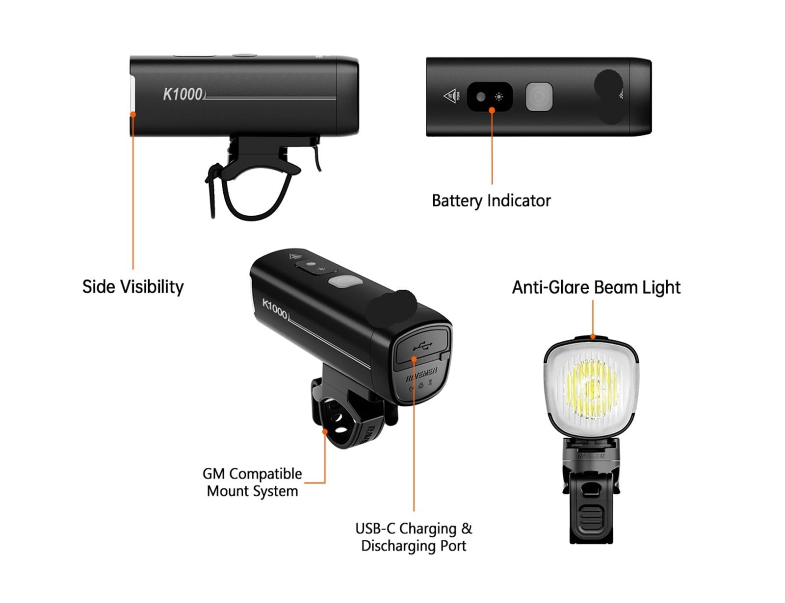 1 luz Delantera LED for Bicicleta K1000.
