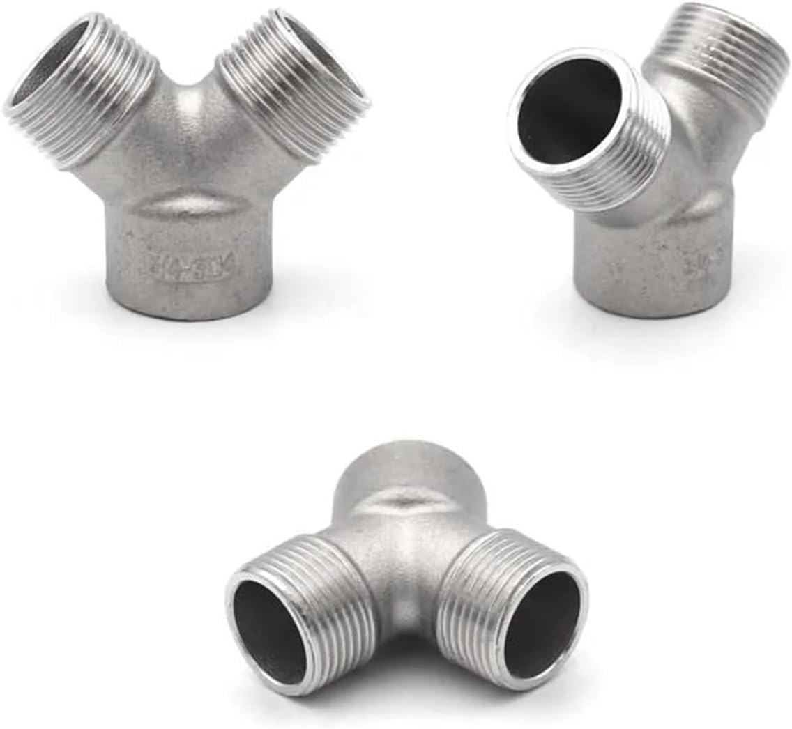 304 Stainless Steel BSPT Male Female Pipe Fitting – Four-Way & Three-Way Connector (Red, 1-1/4")(Red,0.25 Inch)