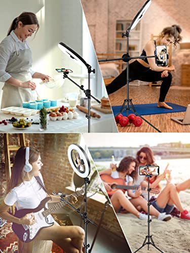10.5" Selfie Ring Light With Stand And Phone Holder With Tripod Stand & Cell Phone Holder,Overhead Camera Phone Mount Led Halo Circle Lights For Live Stream/Makeup/Youtube/Tiktok/Photo/Video Recording #TOP5