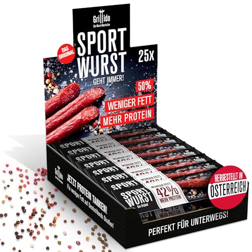 Grillido-Original-Sportwurst-25x25g-625g–Proteinreicher-Pork-Snack-mit-42-Eiweiss-knackige-Konsistenz-ohne-Zucker–Herzhafte-Alternative-zu-Pork-Jerky-Bacon-Snack-Protein-Bar