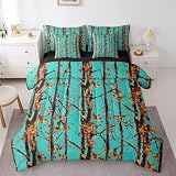 Erosebridal Teal Camouflage Bedding Set Retro Forest Camo Queen Comforter Set with Sheets 7 Piece for Kids Boys Adults,Rustic Woodland Hunting Bed in A Bag,Country Farmhouse Bed Set Cabin Decor