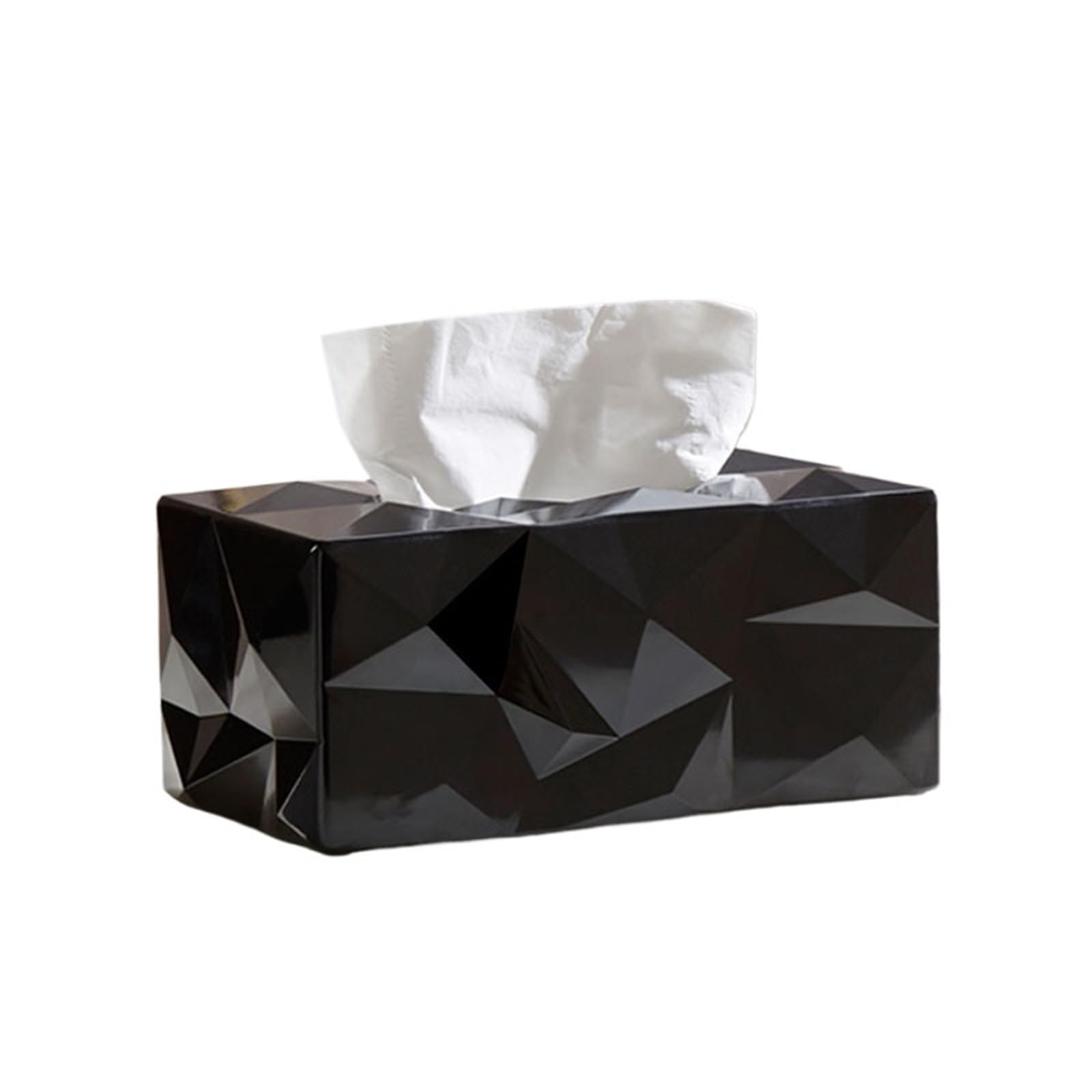 Tissue Case Rectangular Napkin Facial Tissues Holder Dispenser Home Office Car Tissue Box Cover Decorative Container Tissue Dispenser(Black)