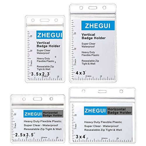 Id Badge Holder With Clip Clear Plastic Name Tag Holders Horizontal Ziplock Waterproof Pvc Id Card Holder With Clip Straps By Zhegui (25 Pack, Horizontal 2.3X3.5) #TOP7