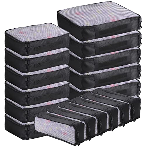 18 Stück Packwürfel Nylon Reise-Organizer Kompressions-Koffer Organizer Taschen Set Reise-Organizer Taschen für Gepäck-Organizer für Koffer, 3 Größen Cover