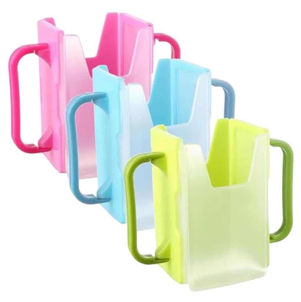 CNAFGBGG Milk Carton Holder for Kids, 3-Pack Spill-Proof & Portable Drink Cup Holder with Handle, Foldable Anti-Extrusion Juice Box Container for Toddlers On The Go.