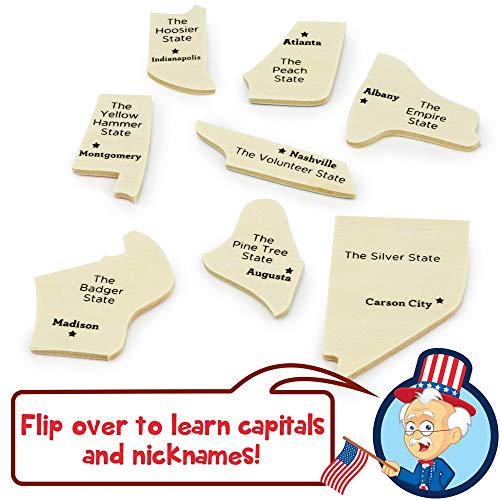 Imagination Generation Usa States Chunky Puzzle Board - Learn All 50 States With Professor Poplar's Wooden Pegged Puzzles - Children's Educational Toys - Usa States #TOP4