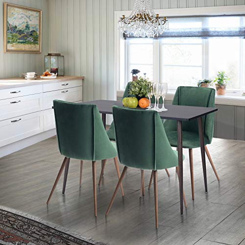 Furniturer Dining Chairs Set Of 2, Velvet Upholstered Kitchen Chairs Modern Dining Room Side Chairs With Soft Seat/Metal Legs, Accent Chairs For Home Restaurant, Green, 2Pcs #TOP1