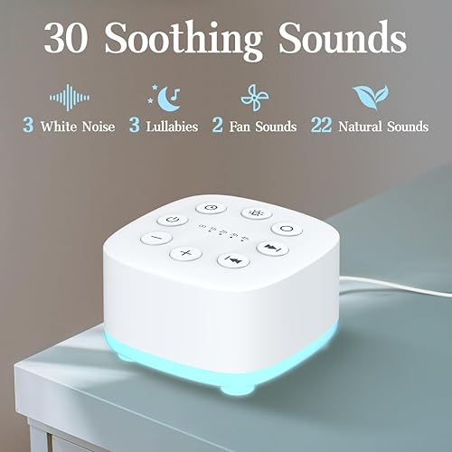 Miniatura 2 de Meditation Máquina de sonido de ruido blanco, 30 sonidos relajantes con 32 controles de volumen, 12 luces nocturnas, 5 temporizadores, máquina de