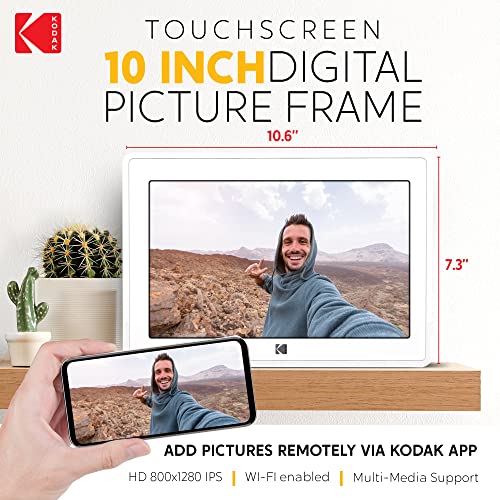 Kodak 10-Inch Touch Screen Digital Picture Frame, Wi-Fi Enabled With 16Gb Of Internal Memory, Hd Photo Display And Music/Video Support Plus Clock, Calendar, Weather And Location Updates - Whilte #TOP2