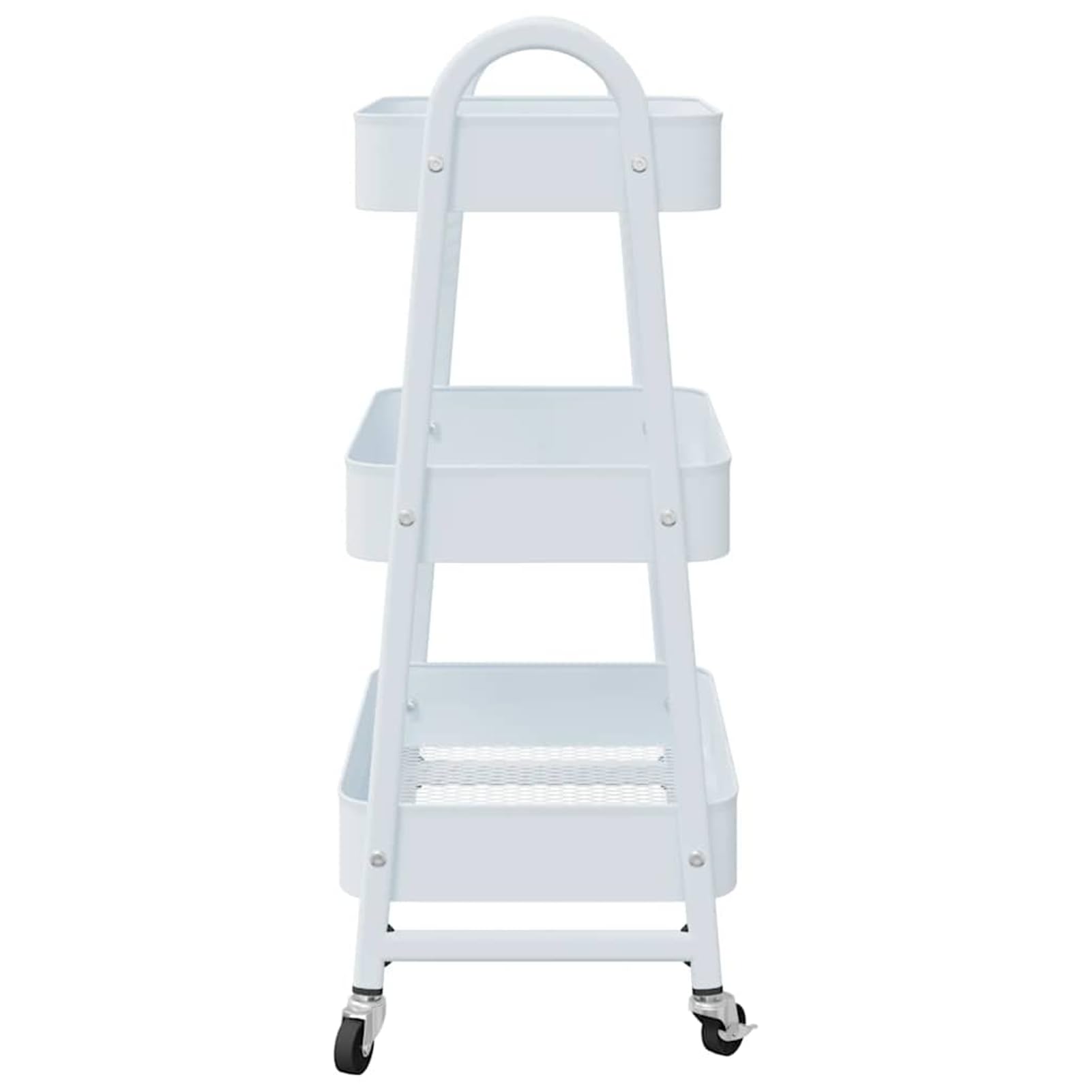 Gecheer Carrello Portaoggetti a 3 Ripiani, Mobile con Ruote Bloccabili e Maniglie, 42x41,5x77 cm in Acciaio Verniciato Bianco, per Cucina Soggiorno Bagno Ufficio