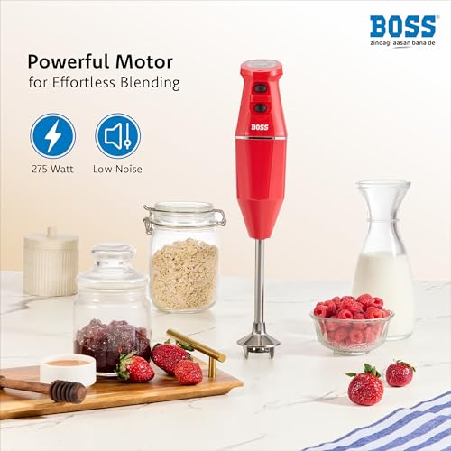 Image of BOSS Crystal Hand Blender | Specially designed Aerator Blade | Powerful 275W Motor | 2 Speed operation | Green | Wall bracket for storage, 3 year warranty*