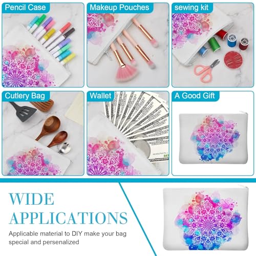 Image of Frienda 50 Pcs Sublimation Blank Canvas Makeup Bags Bulk DIY Heat Transfer Canvas Pen Case Pencil Cosmetic Makeup Bags Clear Sublimation Blank Pouch with Zipper (9 x 6.89 Inch,White)