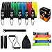 COUYY Attrezzature per il fitness, set da 17 pezzi di tenditore in TPE da 68 kg per allenamento fitness tiro corda di resistenza elastica, colore nero