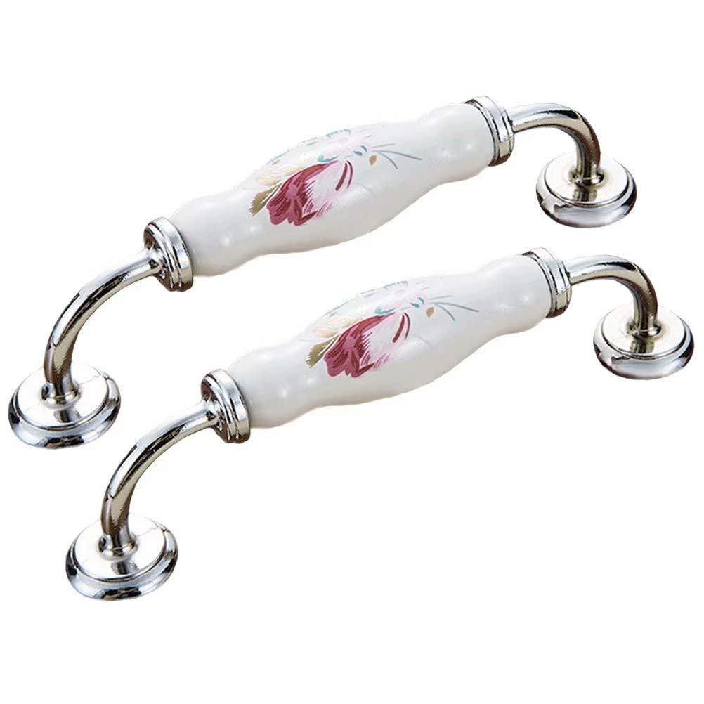 Wushadehans Style B Antique Brass Cabinet Drawer Handles 2 Pcs Ceramic Wardrobe Door Pulls Dresser Drawer Pulls Cupboard Furniture Handle(Style B)