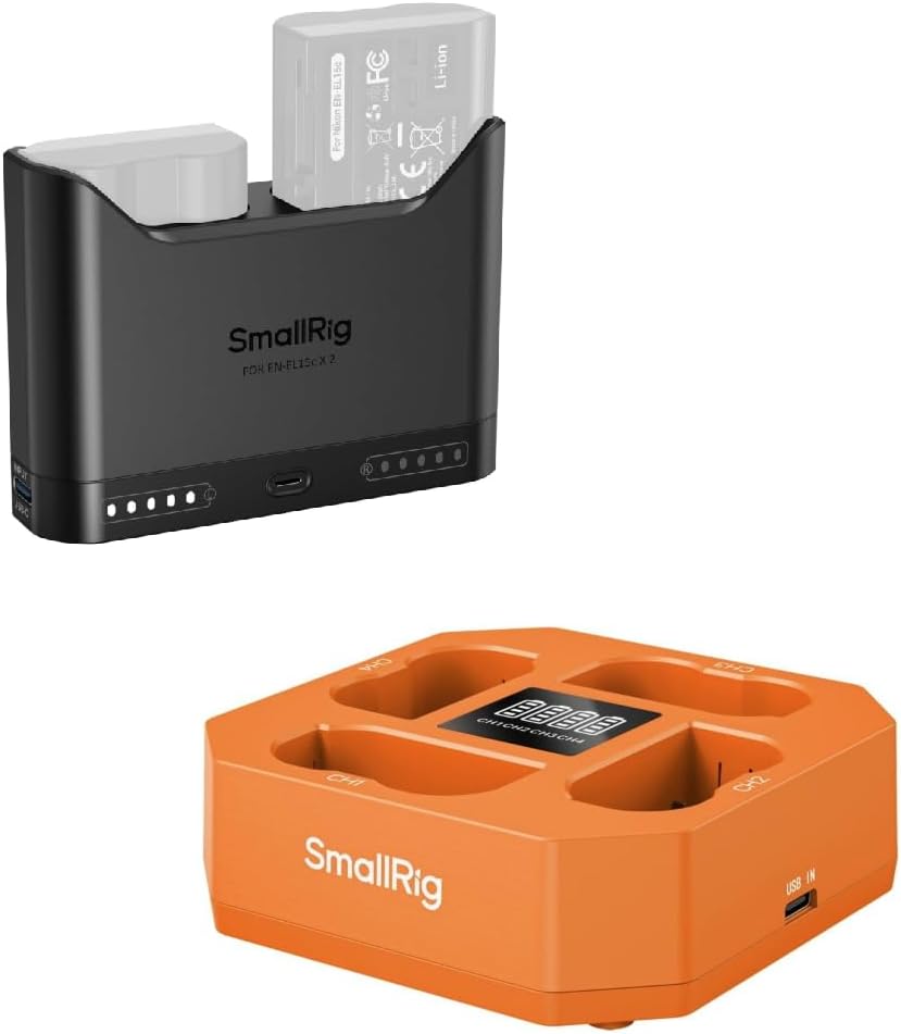 SMALLRIG EN-EL15c Battery Charger and 4-Channel Camera Battery Charger for Nikon