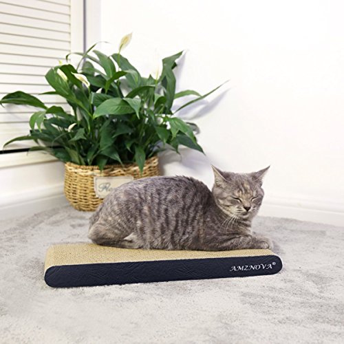 Image of AMZNOVA Cat Scratcher, Durable Cardboard, Cat Scratching Pad with Catnip, Narrow, Textured Black(Upgraded)