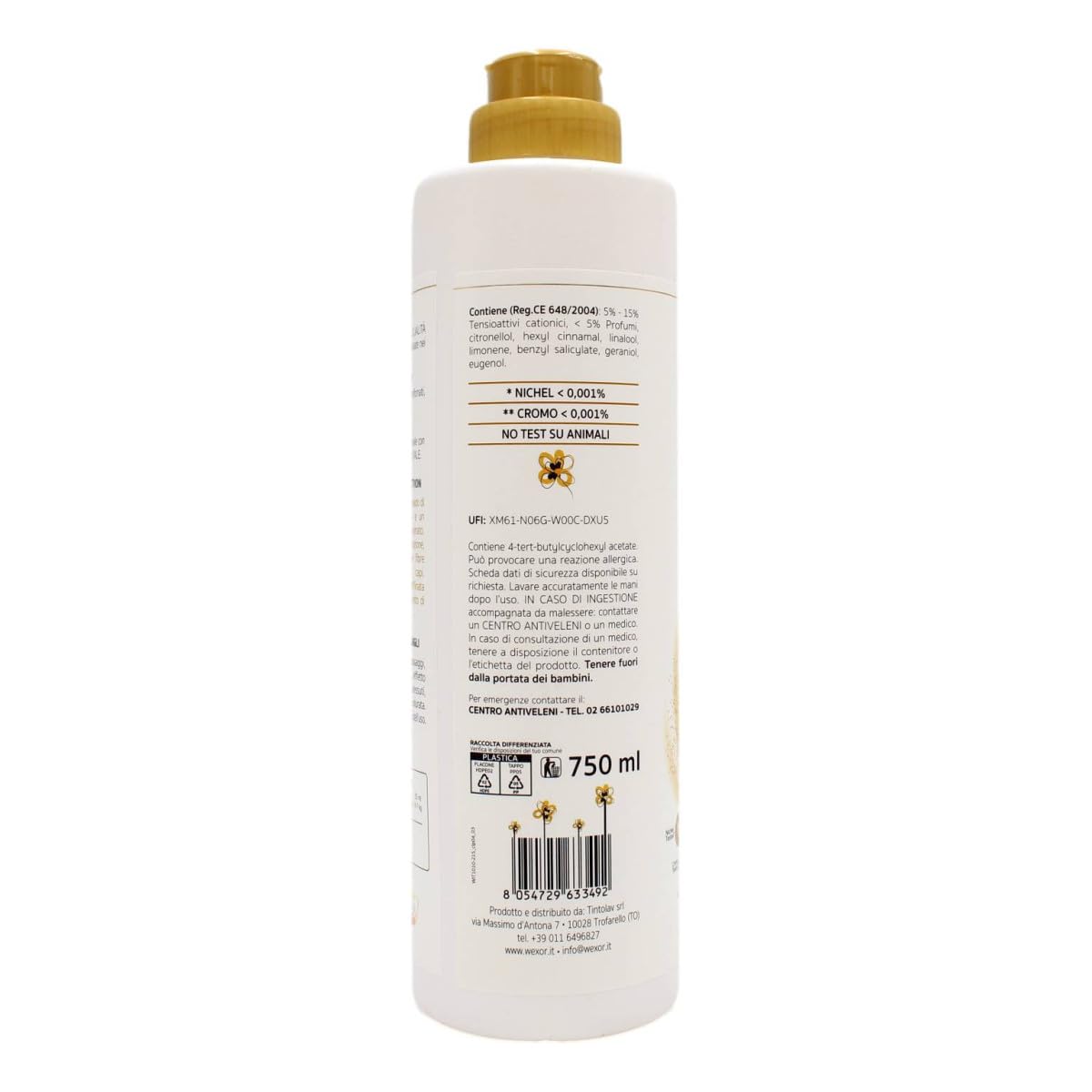 12x WEXOR Weichspüler Ammorbidente Hygiene Opium Flower - Extra Duftender Weichspüler - Zitrus- und Blumenduft - 30 Wäschen 750ml + Beni Culinari Kostenloser Schlüsselanhänger