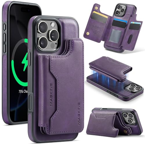Étui portefeuille iPhone 12 Pro Max en cuir violet et coque arrière silicone premium