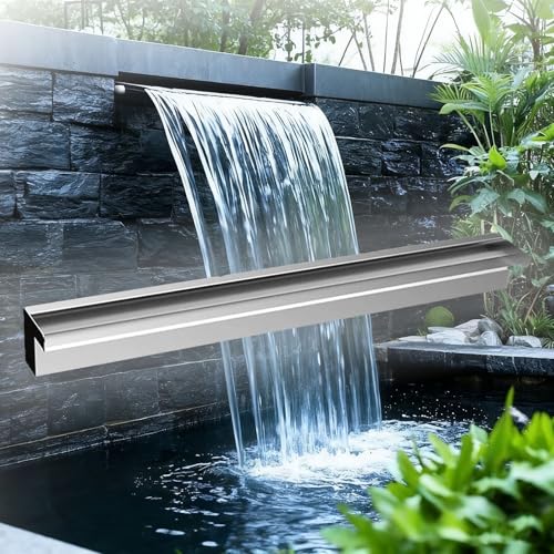 Grande kit per lavandino a cascata in acciaio inox, montaggio a parete, per uso esterno e commerciale (60 cm), perfetto per patio, giardini e piscine